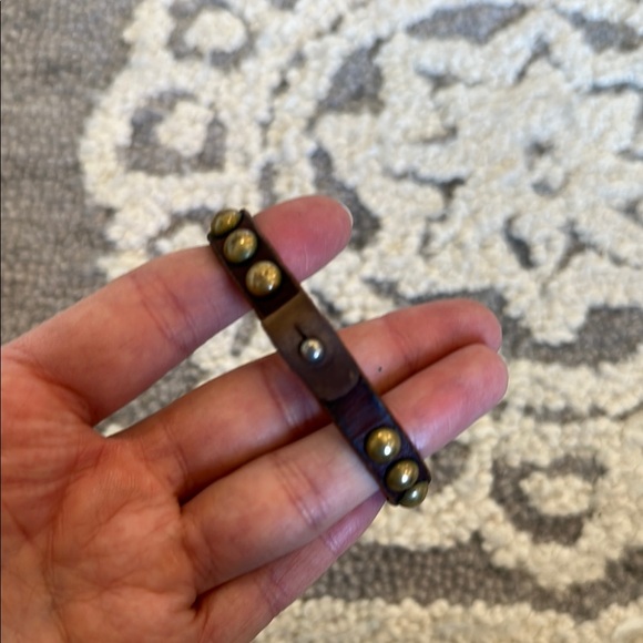 Brown Leather Bracelet with Gold Accents - Picture 2 of 2